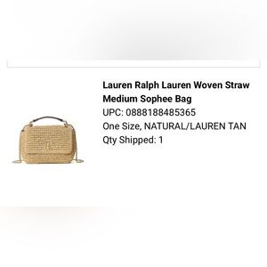 Lauren Ralph Lauren Natural Straw Crossbody with Tan Leather Trim